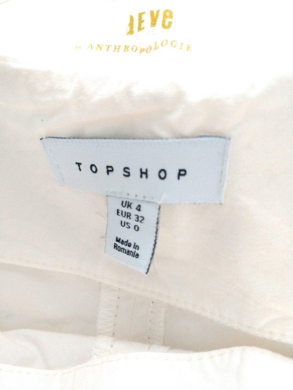 Topshop Cream White Tunic Top Fitted Peasant Size 0 Chest 28" - Picture 4 of 9